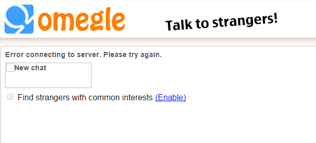 omegle error connecting to server